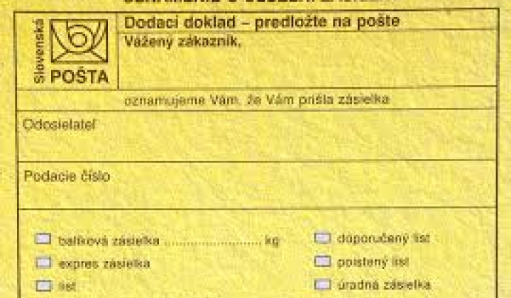 Fotka - Oznámenie o uložení zásielky